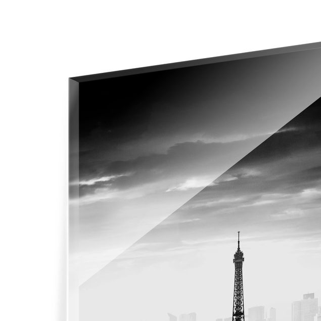 Wohndeko Fotografie Der Eiffelturm von Oben schwarz-weiß