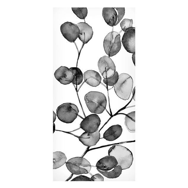 Wanddeko Esszimmer Schwarz Weiß Aquarell Eukalyptuszweig