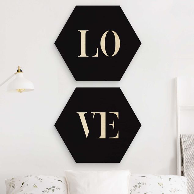 Wanddeko Schlafzimmer Buchstaben LOVE Weiß Set I