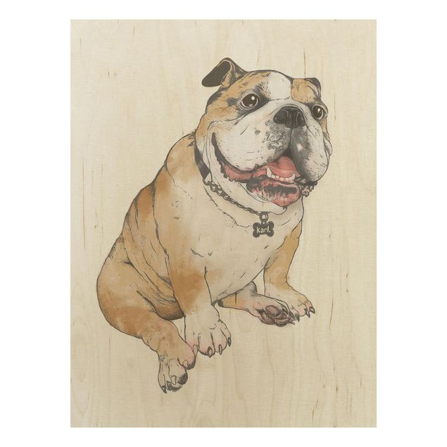 Wanddeko Flur Illustration Hund Bulldogge Malerei
