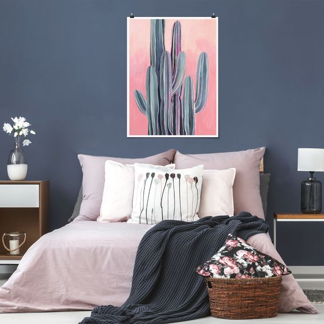 Wanddeko Flur Kaktus auf Rosa II