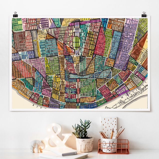 Wanddeko bunt Moderne Karte von St. Louis