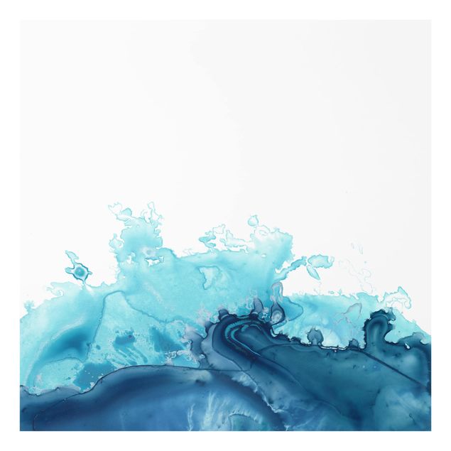 Wohndeko Aquarell Welle Aquarell Blau I