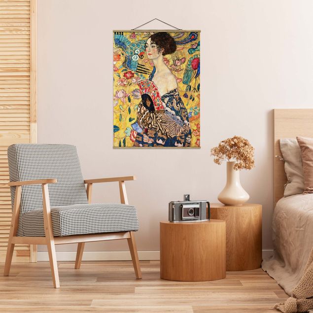 Wanddeko Wohnzimmer Gustav Klimt - Dame mit Fächer