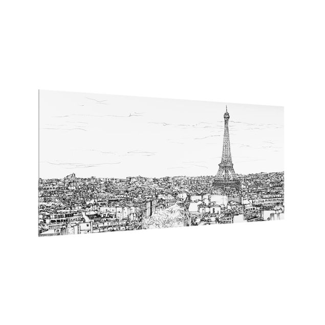 Wanddeko schwarz-weiß Stadtstudie - Paris