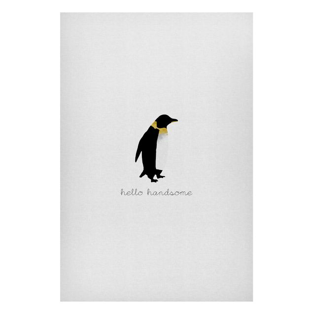 Wanddeko Büro Pinguin Zitat Hello Handsome