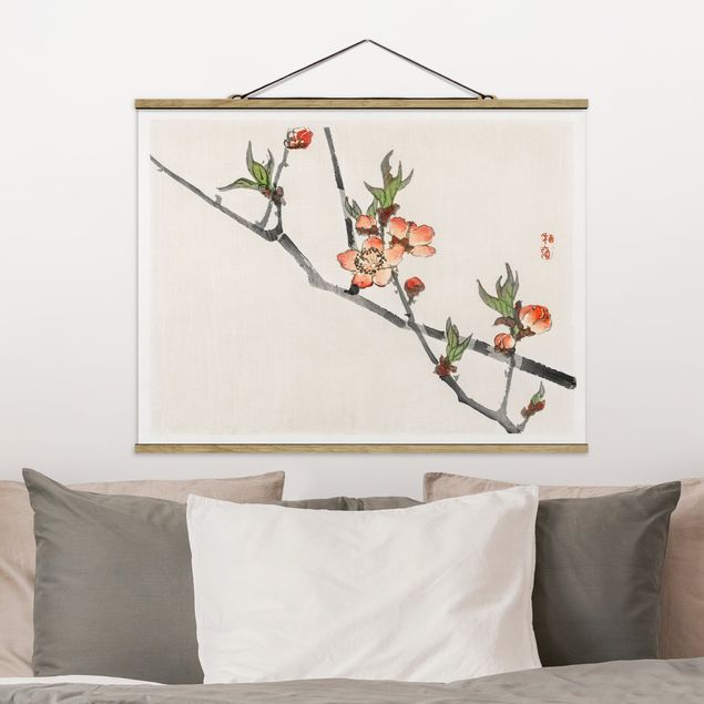 Wanddeko Wohnzimmer Asiatische Vintage Zeichnung Kirschblütenzweig