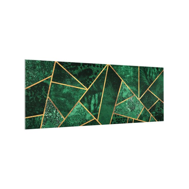 Wanddeko Geometrisch Dunkler Smaragd mit Gold