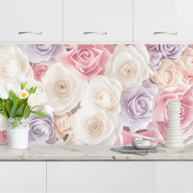 Küche Dekoration Pastell Paper Art Rosen