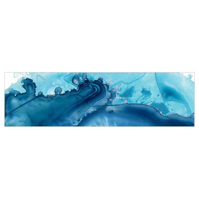 Küchenrückwand - Welle Aquarell Blau I