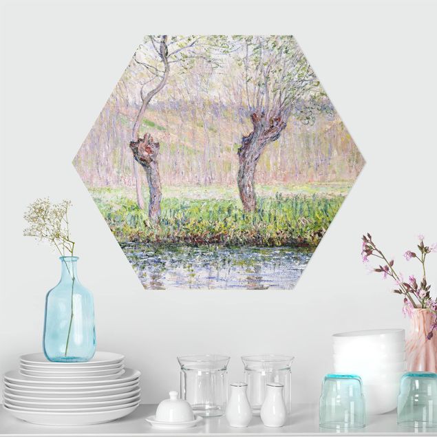 Wanddeko beige Claude Monet - Weidenbäume Frühling