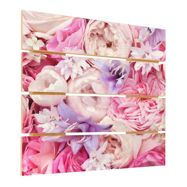 Wanddeko Esszimmer Shabby Rosen mit Glockenblumen