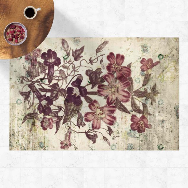 Wanddeko Blume Vintage Pflanzenzeichnung
