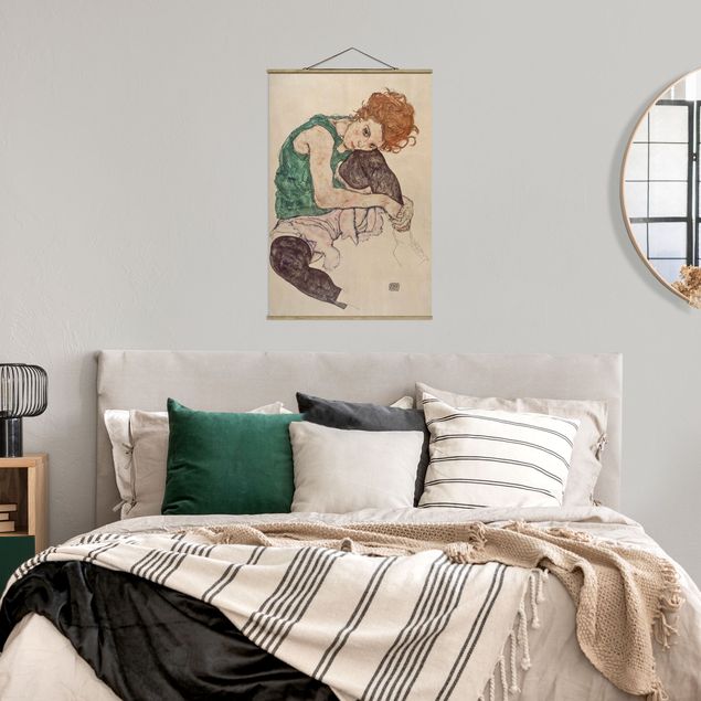 Wanddeko Wohnzimmer Egon Schiele - Sitzende Frau mit hochgezogenem Knie