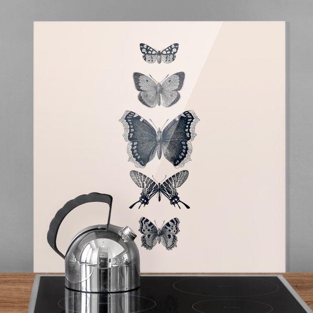 Küche Dekoration Tusche Schmetterlinge auf Beige