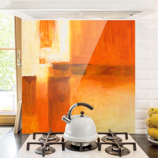 Wanddeko Küche Komposition in Orange und Braun 01
