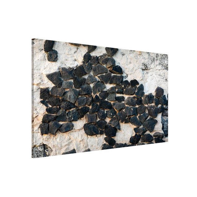 Wanddeko Flur Mauer mit Schwarzen Steinen