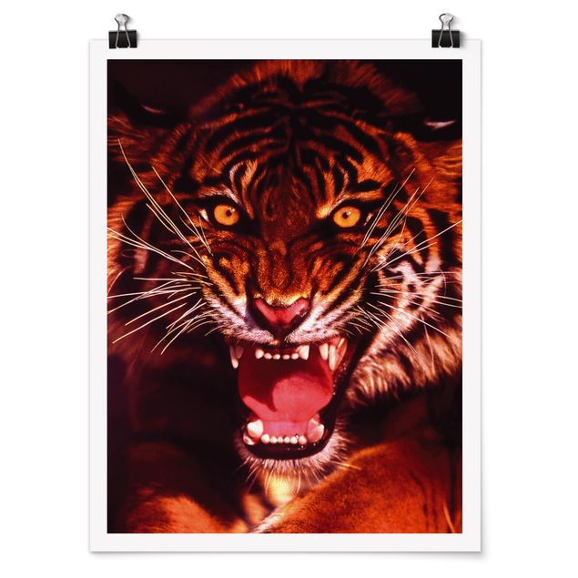 Wanddeko Büro Wilder Tiger