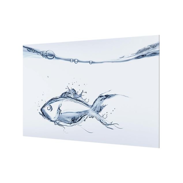 Spritzschutz Glas - Liquid Silver Fish - Querformat - 3:2
