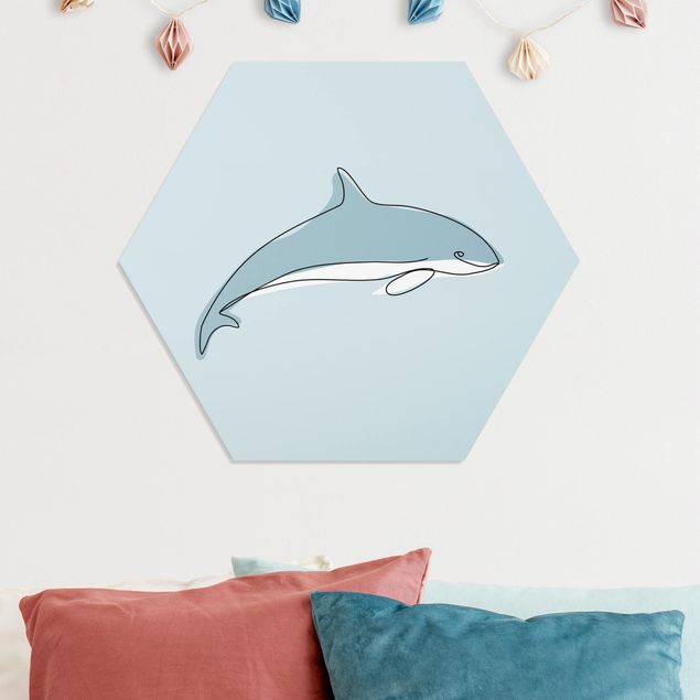 Kinderzimmer Deko Delfin Line Art