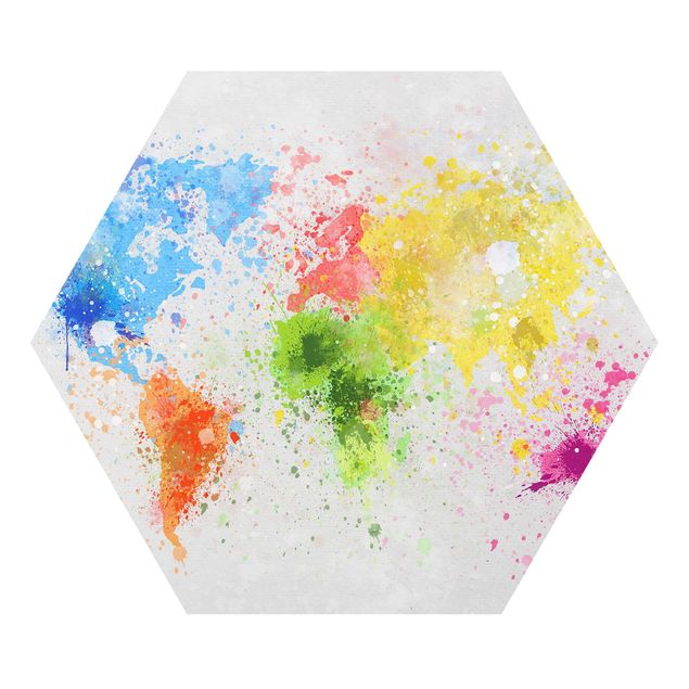 Wanddeko Büro Bunte Farbspritzer Weltkarte