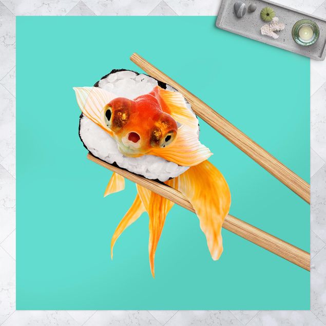 Wanddeko Esszimmer Sushi mit Goldfisch