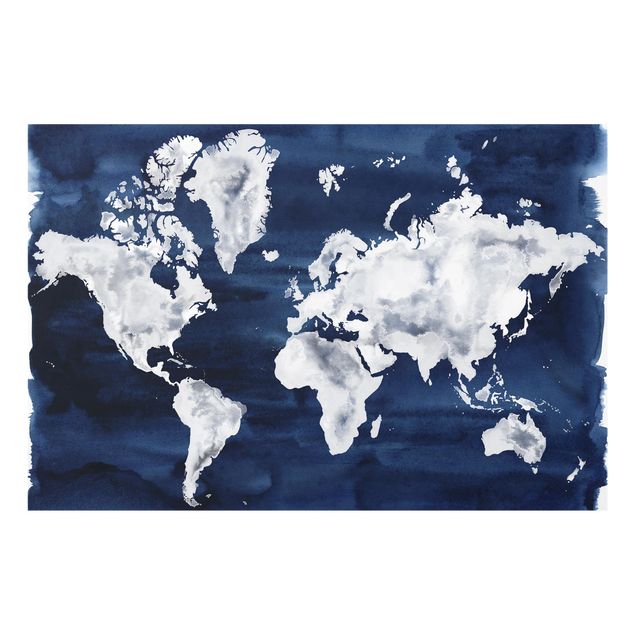 Wanddeko Weltkarte Wasser-Weltkarte dunkel
