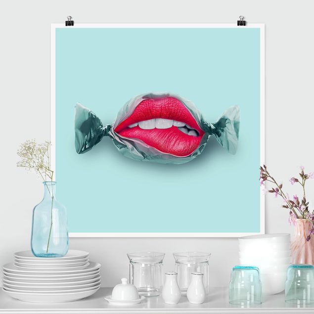 Wanddeko Esszimmer Bonbon mit Lippen