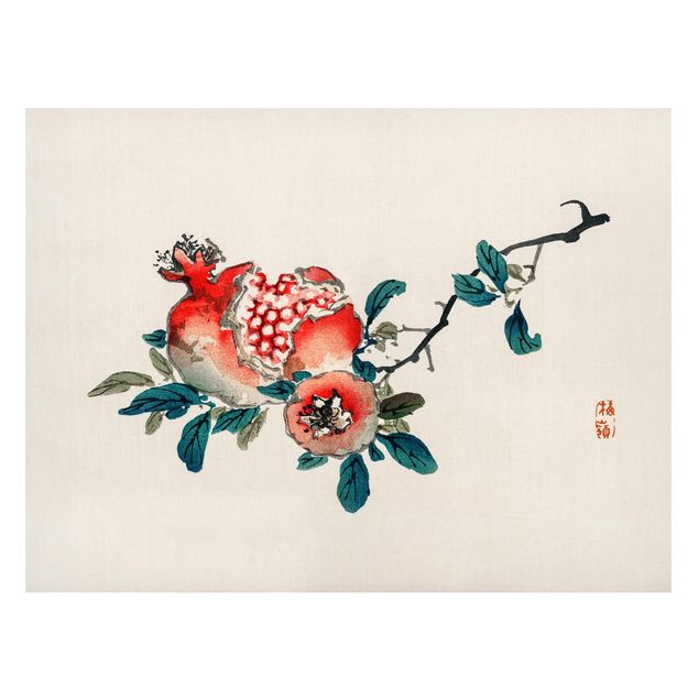 Wanddeko Esszimmer Asiatische Vintage Zeichnung Granatapfel
