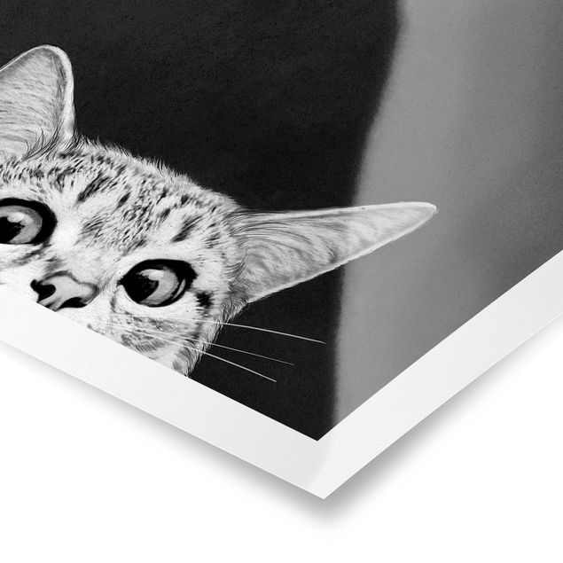 Wandbilder Katzen Illustration Katze Schwarz Weiß Zeichnung