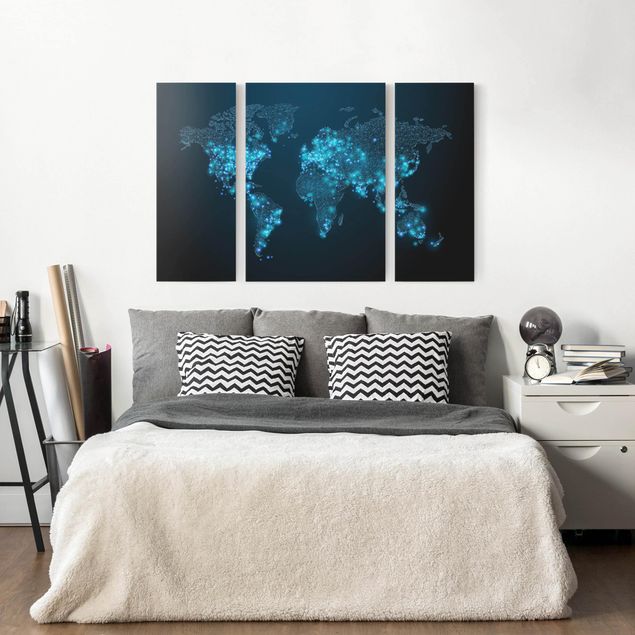 Wanddeko Schlafzimmer Connected World Weltkarte