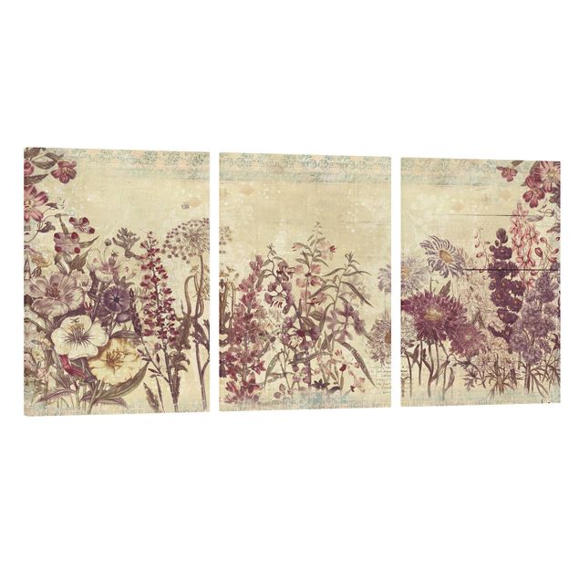 Wanddeko Blume Vintage Blumenzeichnung