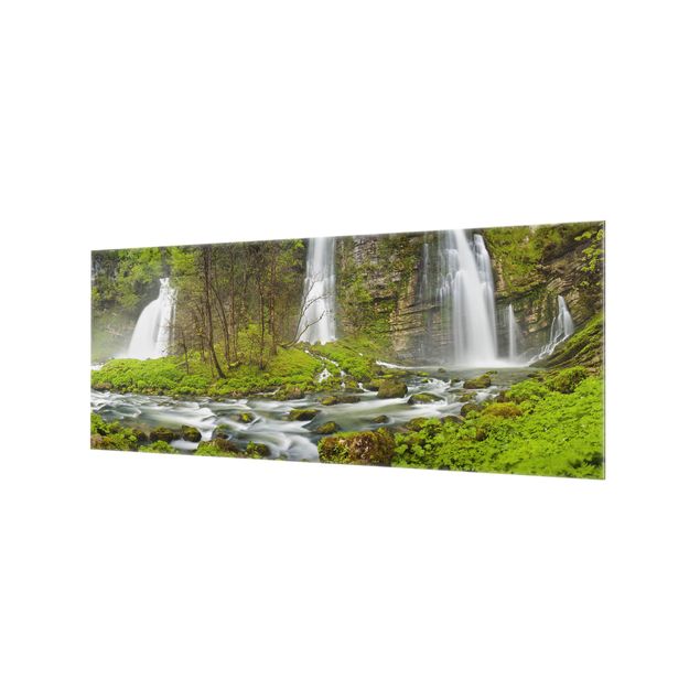 Spritzschutz Glas - Wasserfälle Cascade de Flumen - Panorama - 5:2