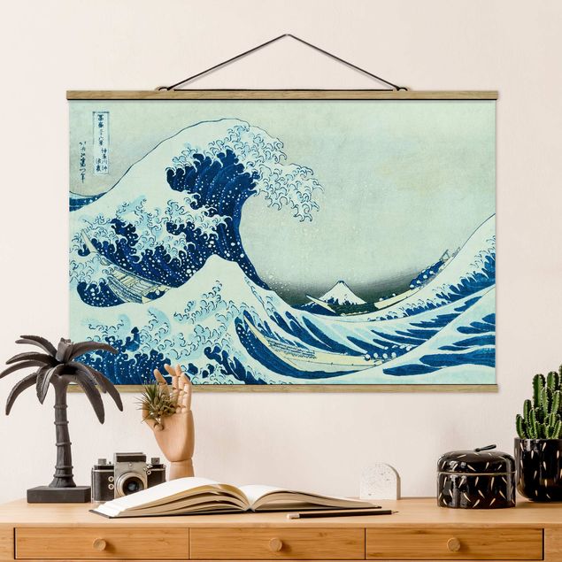 Wanddeko blau Katsushika Hokusai - Die grosse Welle von Kanagawa