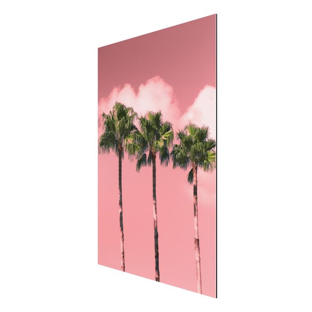 Wanddeko Esszimmer Palmen vor Himmel Rosa