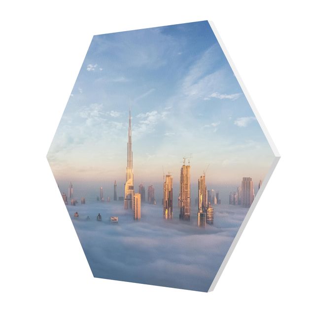 Wanddeko Esszimmer Dubai über den Wolken