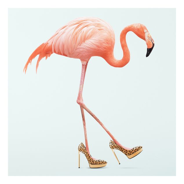 Wanddeko Flur Flamingo mit High Heels