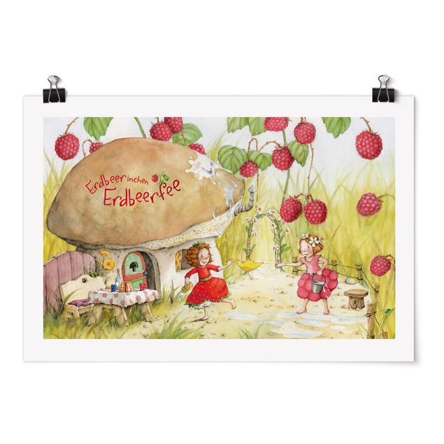 Wanddeko Mädchenzimmer Erdbeerinchen Erdbeerfee - Unter dem Himbeerstrauch