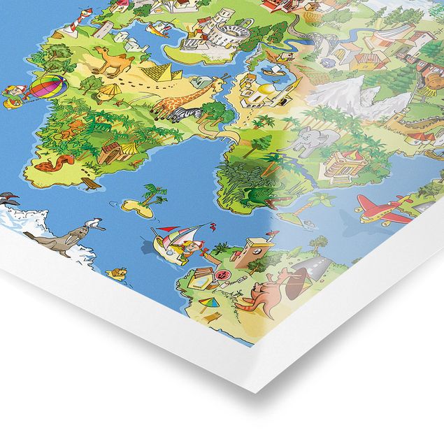 Wanddeko Weltkarte Great and funny Worldmap