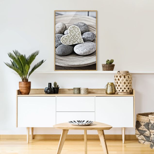 Wanddeko Büro Carpe Diem Herz mit Steinen
