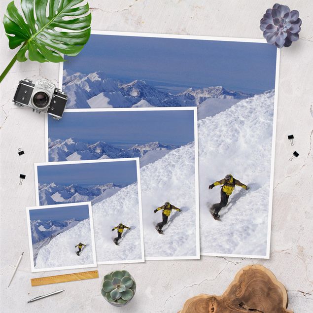 Wanddeko Treppenhaus Snowboarding