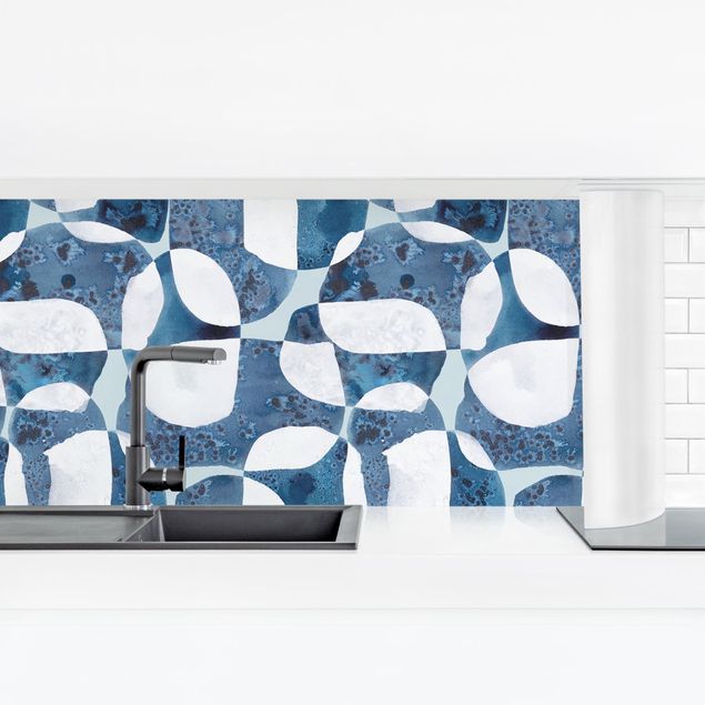 Wanddeko Küche Lebende Steine Muster in Blau