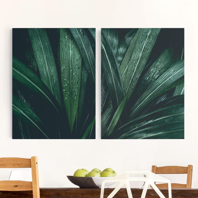 Wanddeko Wohnzimmer Grüne Palmenblätter