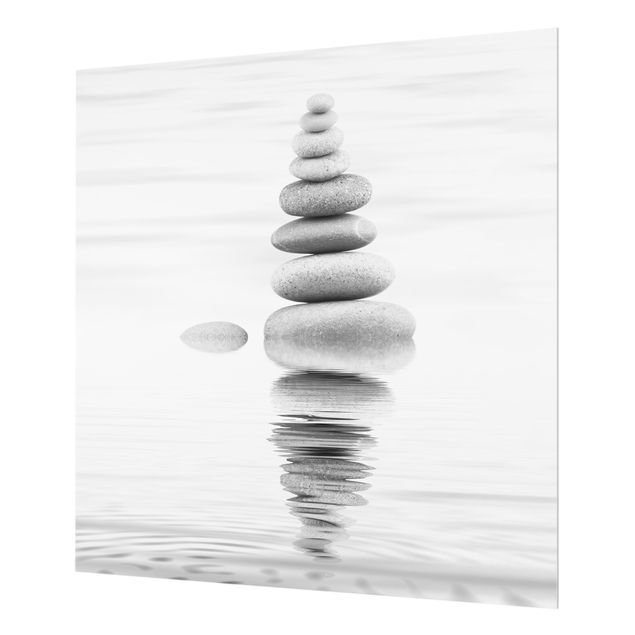 Deko Fotografie Steinturm im Wasser Schwarz-Weiß