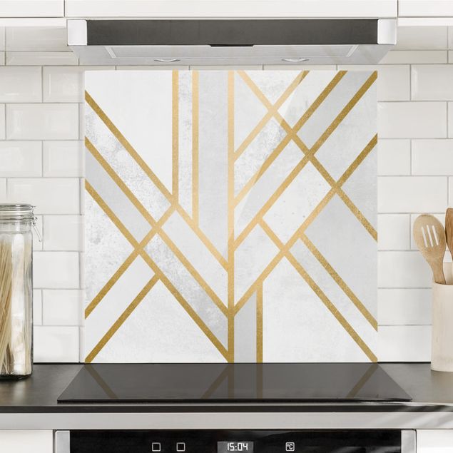 Küche Dekoration Art Deco Geometrie Weiß Gold