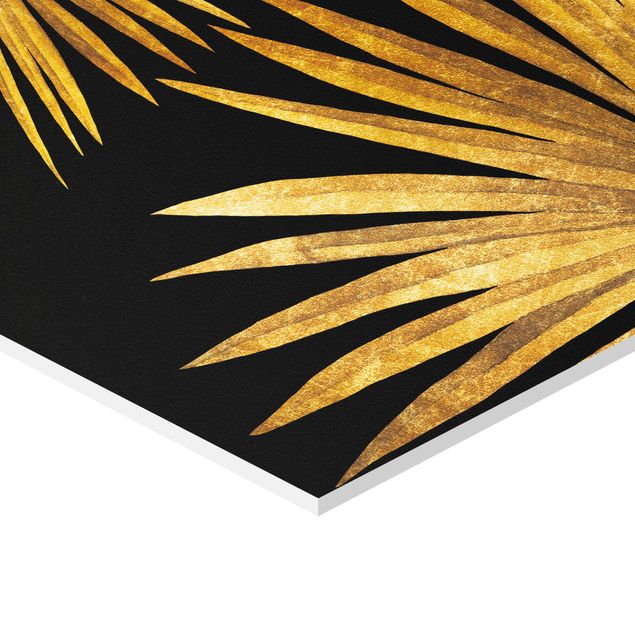 Wanddeko Büro Gold - Tropical Vibes auf Schwarz Set I