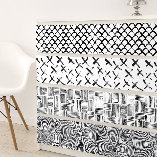 Wanddeko Schlafzimmer Set aus 4 modernen Pinselstriche-Mustern