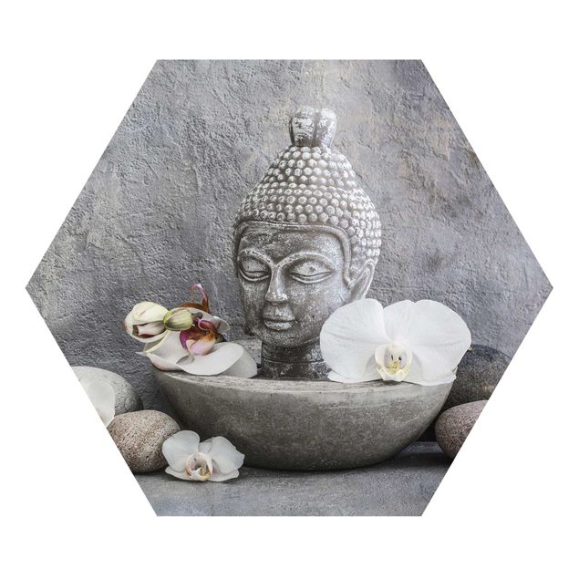 Wanddeko Esszimmer Zen Buddha, Orchideen und Steine