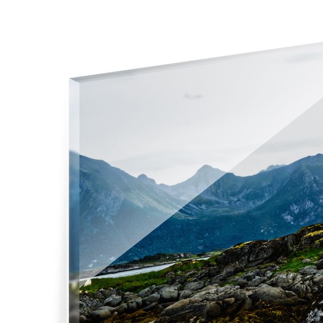 Glasrückwand Küche Einsame Hütte in Norwegen