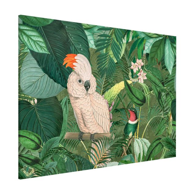Deko Blume Vintage Collage - Kakadu und Kolibri
